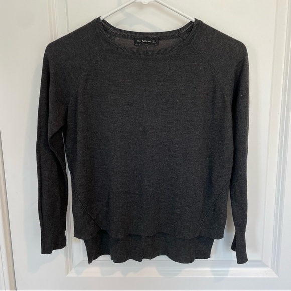 Zara dark gray thin knit Sweater top Women Small - Picture 7 of 14